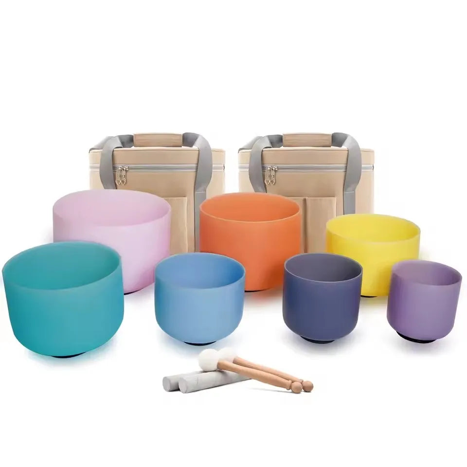 Outlets! Crystal Singing Bowl Set for Sound Healing with  Suede Stick