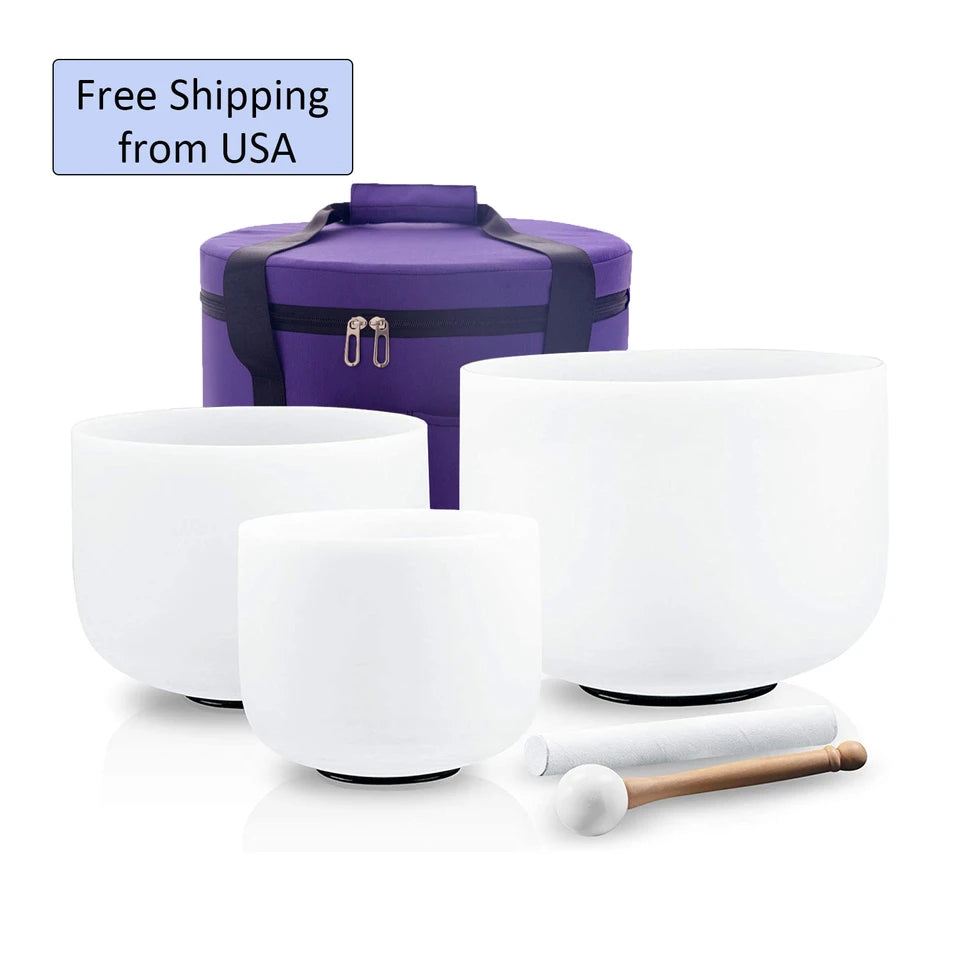 Outlets! Crystal Singing Bowl Set for Sound Healing with  Suede Stick